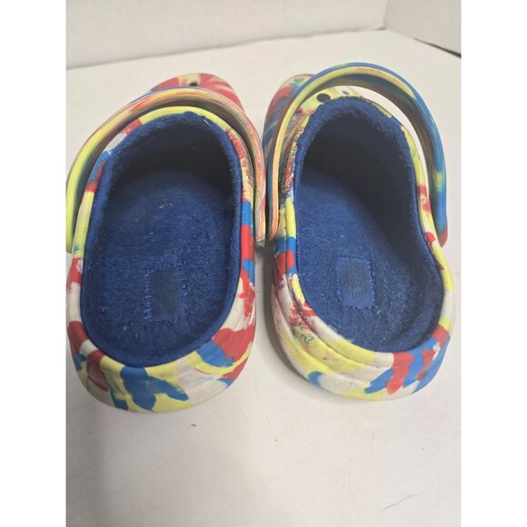 Crocs Kids Classic Lined Marbled Clog size 13 C Tie Dye Blue Yellow - Picture 6 of 11